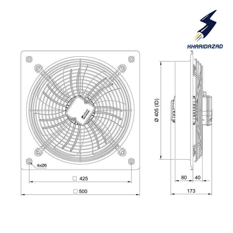 فن صنعتی تک فاز سایز 40 دائم کار دمنده مدل ایلکا VIK-40A4S-L