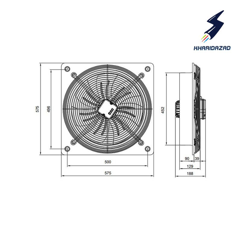 فن صنعتی سه فاز سایز 50 دائم کار دمنده مدل ایلکا VIK-50G60-4T-H