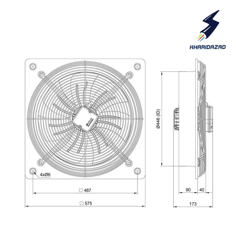 فن صنعتی تک فاز سایز 45 دائم کار دمنده مدل ایلکا VIK-45A4S-L