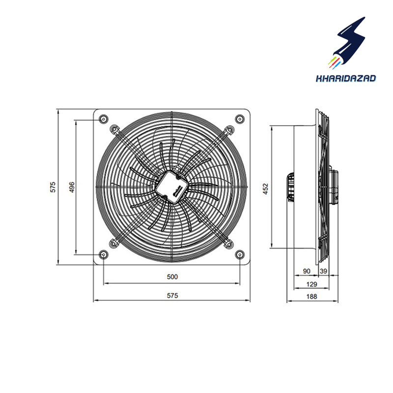 فن صنعتی سه فاز سایز 45 دائم کار دمنده مدل ایلکا VIK-45A4T-L