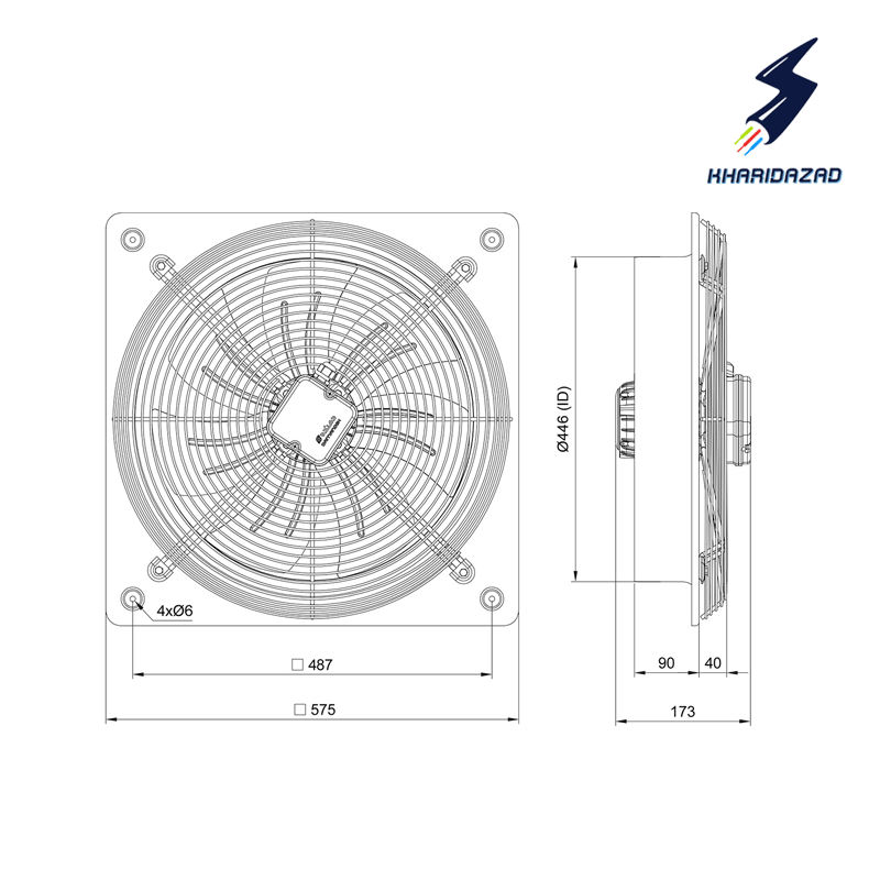 فن صنعتی تک فاز سایز 45 دائم کار دمنده مدل ایلکا VIK-45A6S-L