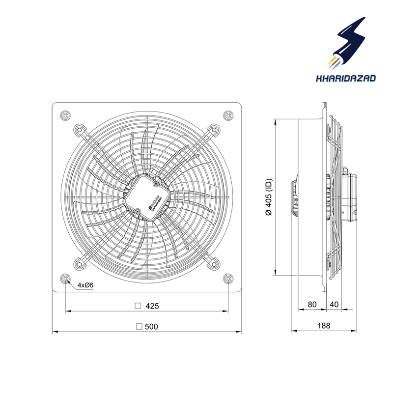 فن صنعتی تک فاز سایز 40 دائم کار دمنده مدل ایلکا VIK-40A4S-H